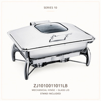 Ensemble de buffet de luxe en acier inoxydable avec couvercle en verre et charnière mécanique, compatible induction, pour service alimentaire
