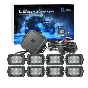 Mictuning C2 8 Pods Underglow Multi Color APP Control RGBW Led Rock Lights For 4x4 Off Road ATV UTV SUV