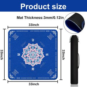 Tapis de mahjong américain en caoutchouc 31,5''x31,5'' avec règles, antidérapant, réduction du bruit, couverture de table de jeu pour le mahjong - Product Image 3