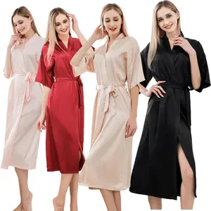Summer Ladies Women Home Hotel Spa Satin Faux Silk Robe Bathrobe