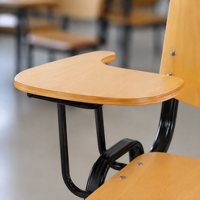 Chaise d'étudiant avec tablette d'écriture, siège en contreplaqué, chaise de formation pour auditorium, chaise de classe avec cadre en acier noir