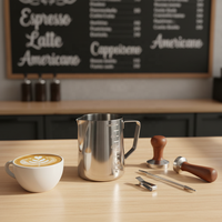 Nouvelle carafe à mousse de lait en acier inoxydable 350 ml (12 oz) avec plateau gradué pour Latte Art Barista Cappuccino Macchiato Argent