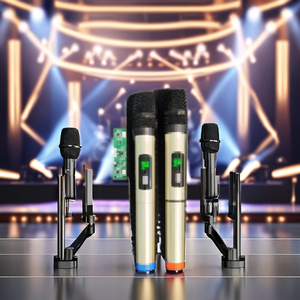 Hệ thống micro không dây chuyên nghiệp 2 kênh VHF, micro cầm tay kép di động, chức năng khử tiếng ồn, karaoke UHF - Product Image 6