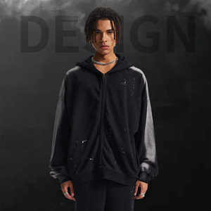 OEM Hiver, fermeture éclair robuste, haute qualité, écologique, anti-plis, unisexe, coupe oversize, streetwear, coton, effet vieilli, délavé à l'acide - Product Image 1