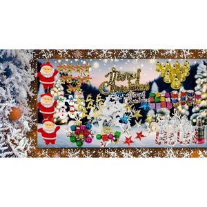 ชุดตกแต่งวันหยุด กระดิ่งใหญ่ กลองมือ ลูกบอลหลากสี ป้ายรูปกวางเรนเดียร์ ตุ๊กตาหิมะ กระดิ่ง-ของตกแต่งคริสต์มาส กล่องของขวัญขนาดเล็ก - Product Image 1