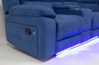 Canapé d'angle moderne inclinable électrique en forme de L, 5 places, avec port USB, éclairage LED, console, pour salon, en tissu et bois, avec fonction massage