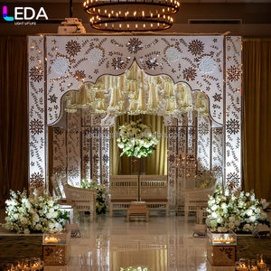 Mandap de mariage LEDA au design moderne personnalisé avec décorations sur le thème indien, décorations d'événements, toile de fond en PVC - Product Image 1