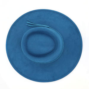 Nouveau Offre Spéciale Vintage melon Panama Fedora chapeau femmes chapeau plat 10cm large bord goutte d'eau Fedora feutre chapeaux en Stock - Product Image 2