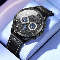 Montre Homme Louie Juelen Bestseller, Sportive, Étanche 3 ATM, Bracelet en Cuir Véritable, Boîtier en Acier Inoxydable, Quartz, Design Simple et Original