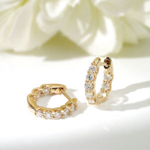 Aretes de Aro de Oro Amarillo de 14K con Diamantes Cultivados en Laboratorio HK Starsgem, Diamantes Redondos de 2mm, Corte Brillante, DEF-VS, Joyería Fina, Aretes de Diamantes para Mujer - Product Image 2