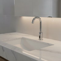Petite coiffeuse de salle de bain moderne et contemporaine en céramique Robinet à capteur infrarouge automatique Mitigeur d'eau froide poli 5 ans Haijun