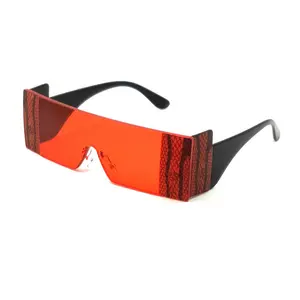 Новейший дизайн, большие прямоугольные солнцезащитные очки из змеиной кожи, большие модные солнцезащитные 2024