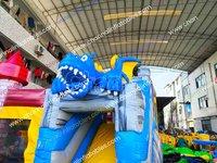 Château Gonflable Thème Chevalier Princesse avec Toboggan et Structure de Rebond Dragon Diabolique pour Enfants