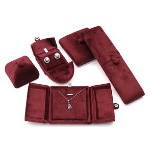 Red <b>Velvet</b> Luxurious Rectangular <b>Jewelry</b> Packaging <b>Box</b> for Rings Bracelets Pendants Anti-Oxidation Portable Wedding Gift <b>Box</b> - Product Image 1
