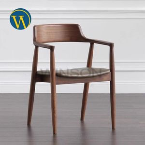 חדר אוכל עור שחור לבן מודרני כסאות חדר אוכל כסאות עץ נורדי לבתי מלון מסעדות בתי ספר דירות וילות הסיטונאי - Product Image 3