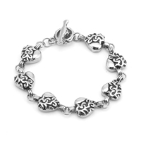 Bracelet à maillons en forme de cœur pour homme, breloques d'oreilles en acier inoxydable avec fermoir OT, bijoux faits à la main