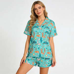 <span class=keywords><strong>Pijamas</strong></span> de Verano para Mujer Baifei, Personalizadas con Estampado Digital, de Bambú, Conjunto de 2 Piezas, Súper Suaves, de Secado Rápido y Transpirables - Product Image 2