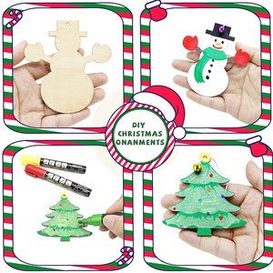 10 Piezas de Adornos Navideños de <span class=keywords><strong>Madera</strong></span> sin Terminar, 10 Formas, <span class=keywords><strong>Rodajas</strong></span> de <span class=keywords><strong>Madera</strong></span> en Blanco para Manualidades, Decoración de Árbol de Navidad, Reno, Muñeco de Nieve, Estrella - Product Image 3