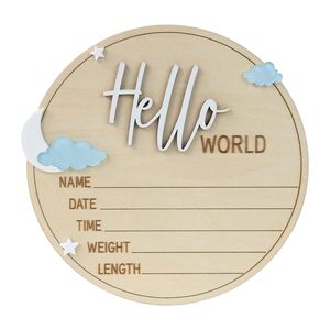 Letrero de Madera para Anuncio de Nacimiento, Letreros de Bienvenida al <span class=keywords><strong>Mundo</strong></span> para Recién Nacidos, Placas con Nombres de Bebés, Accesorio para Fotos, Regalo para Baby Shower, Hospital o Guardería - Product Image 1