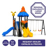SageDelightRides Unité de loisirs en gros, Combo toboggan et balançoire robuste pour enfants, en LLDPE et acier galvanisé, pour écoles, fabricant