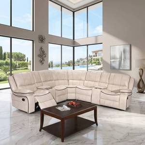 Extendable Tufted L-Shaped Corner Recliner <b>Sofa</b> Set, Air Leather Fabric Upholstery, <b>Sponge</b> Filling, Suitable <b>for</b> Living Room - Product Image 5