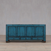 Buffet de rangement rustique en bois massif de style chinois vieilli avec plusieurs compartiments, mobilier de salon écologique
