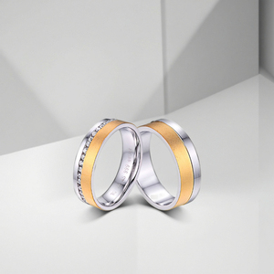 Anillo de plata de dos tonos Keiyue, alianzas de boda de rodio y oro para parejas, joyería en línea para amantes y compromisos - Product Image 2