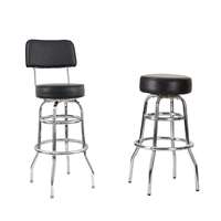 Tabouret de bar moderne en métal de style farmhouse simple de haute qualité avec pivotement à 360 degrés et base chromée pour la maison, le bar, la cuisine, l'hôtel