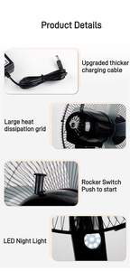 China Factory 16inch 18inch 12v Solar Ac Fan Solar <b>Rechargeable</b> Fan With Solar USB Charge and <b>LED</b> <b>Light</b> HF-198-15W <b>Rechargeable</b> - Product Image 1