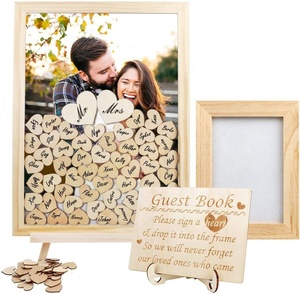 White Wooden <strong>Wedding</strong> Guest Book Alternative Drop <strong>Top</strong> Frame 102 Wooden Hearts Portable Handmade <strong>Wedding</strong> Favors for Baby Party - Product Image 1