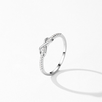 Bague empilable en argent sterling 925 Ailmay Moissanite couleur D, motif corde d'amour infini, pour femme, cadeau bijoux