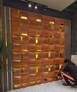 Panel de Pared 3D con Patrón Geométrico de PVC de 500x500 mm, Acabado Espejo Dorado, Ignífugo, Impermeable, Autoadhesivo para una Fácil Instalación, Moderno - Product Image 6