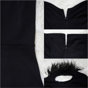 أحدث تصميم الموضة فساتين الديكور الريش للنساء فساتين السهرة فتحة رقبة حرف V بلا أكمام فستان زفاف حورية البحر - Product Image 6