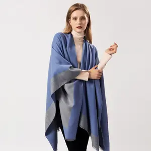 แฟชั่นถัก jacquard cashmere poncho จากประเทศจีน