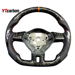 YTcarbon pour <span class=keywords><strong>Caddy</strong></span> Box <span class=keywords><strong>Van</strong></span> pièces automobiles accessoires intérieurs de voiture volant à fond plat en cuir personnalisé - Product Image 3