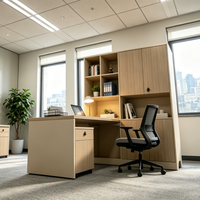 Bureau de direction moderne en métal écologique avec cadre en fer, hauteur réglable, rangement multifonction, panneau en bois de style commercial, garantie 5 ans