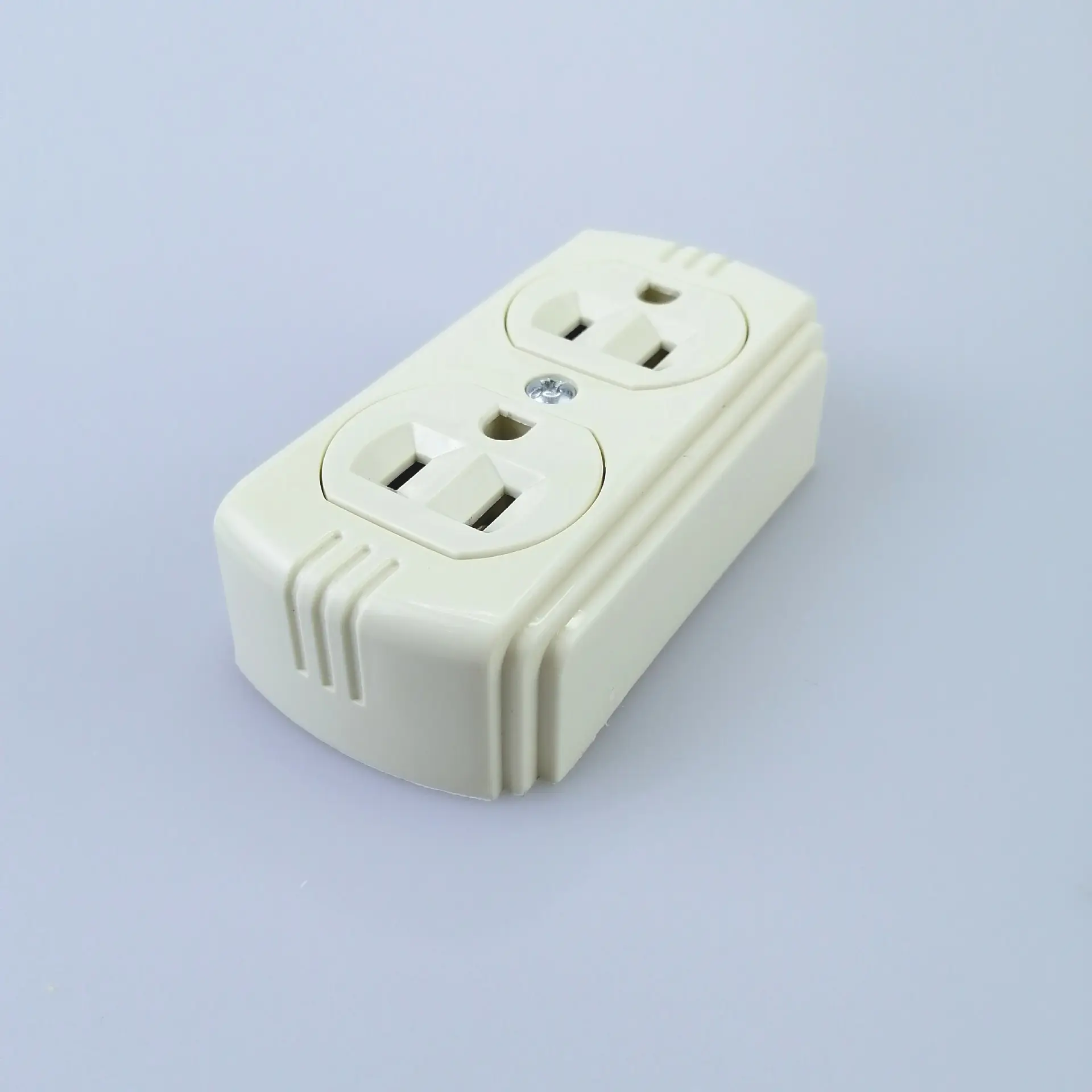 15A 120V Ivory Duplex Socket South American Standard Wall Outlet with Six-Hole Flat Style ABS Plastic Matching Plugs   Sockets