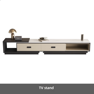 Set di Tavolini da <span class=keywords><strong>Caffè</strong></span> Moderni Rotondi con Cassetto in Pino e Piano in Pietra Sinterizzata, Tavolo Centrale per Soggiorno, Arredamento di Lusso - Product Image 3