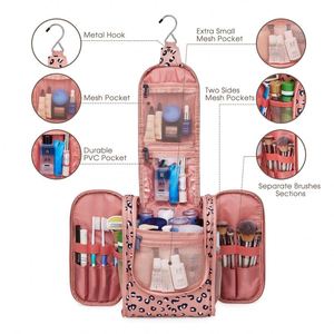 Sac de toilette de voyage grande capacité personnalisé BSCI, rose, pour femmes, autres sacs cosmétiques, sac de maquillage, sac cosmétique à étiquette privée - Product Image 2
