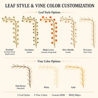 Guirnalda de Luces LED Willow Vine de 1.9M, 96 LED, IP44 Resistente a la Humedad, Control Remoto USB, Atenuación, Color de Hojas Personalizable, Longitud Ajustable, Decoración de Espejos, OEM