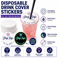 Pegatinas Personalizadas con Logotipo para Tapas de Bebidas Anti-Spiking, Pegatinas Desechables que Brillan en la Oscuridad para Tapas de Vasos, para Bares, Discotecas, Seguridad en Fiestas