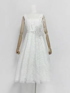 Abito <span class=keywords><strong>Midi</strong></span> Vintage di Alta Qualità per Donna con Spalline Sottili, Pizzo, <span class=keywords><strong>Fiori</strong></span> in Rete, Stile Trendy ed Ecologico per Feste, Nuovo Modello - Product Image 4