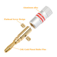 Conectores Banana Chapados en Oro Sin Soldadura, Calibre 12-18AWG, Conector de 4 mm para Altavoz, Amplificador, Receptor AV de Alta Fidelidad, Cable de Audio Estéreo