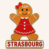Aimant de réfrigérateur en métal sans plomb, personnalisé, en forme de femme de Noël en pain d'épices, souvenir d'Alsace, Strasbourg