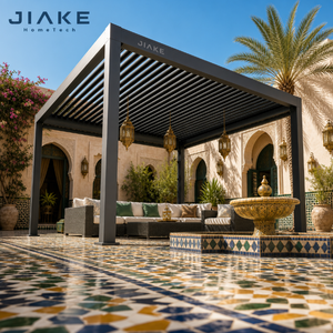 Pérgola de Aluminio Jiake 6063-T5 con Techo de Láminas Motorizadas para Patio, Jardín, Terraza o Pabellón al Aire Libre, Estilo <span class=keywords><strong>Riad</strong></span> Marroquí - Product Image 2
