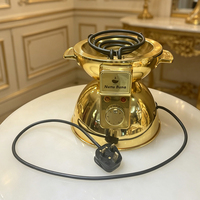 Réchaud à café doré plaqué or, plaque chauffante électrique à serpentin unique, brûleur portable pour cérémonie éthiopienne avec contrôle de thermostat