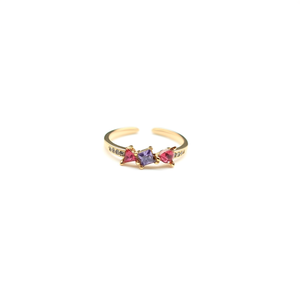 Fashion <b>Ring</b> 316L Stainless Steel PVD Gold Plating With Colorful Gemstones <b>Adjustable</b> For Women - Product Image 2