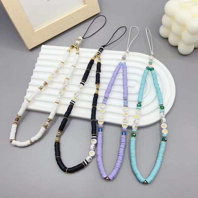 Trendy Romantic Colorful Fruit Beaded Cell Phone Charm Chain Strap for Women Charm Phone Case Wrist Strap Accessories