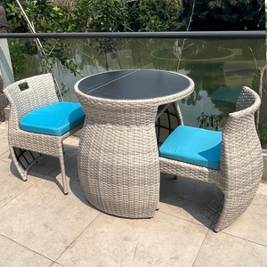 Ensemble de meubles de jardin en rotin <span class=keywords><strong>pour</strong></span> <span class=keywords><strong>balcon</strong></span>, 2 places, gain de place, <span class=keywords><strong>pour</strong></span> jardin étroit - Product Image 4