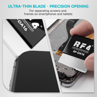 RF4 DA16 Outil de réparation de téléphone à lame métallique ultra-mince avec poignée en silicone pour le démontage du cadre d'écran de smartphone et tablette - Compact